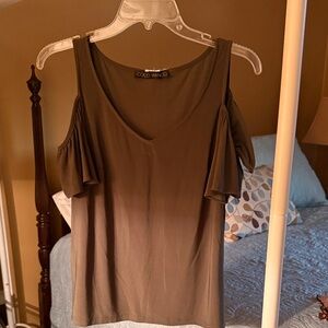 Coco Bianco Olive Green Cold Shoulder Blouse